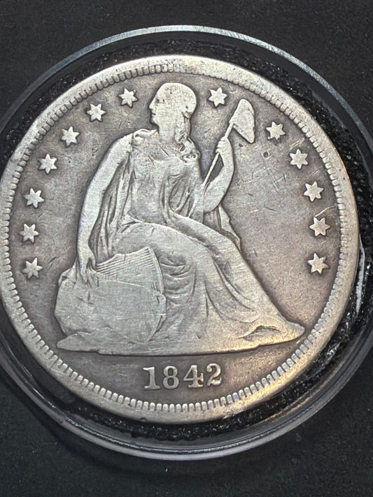 1842 Seated Librty 1 Dollar