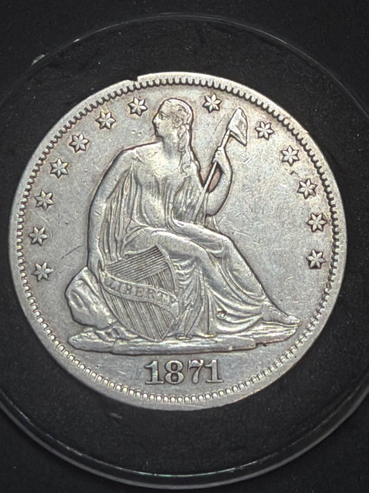 1871-S Seated Liberty Half Dollar – Extremely Fine / About Uncirculated (XF-AU)