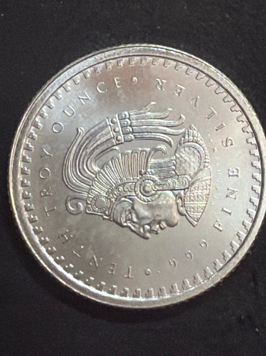 1/10 oz Aztec Calendar Silver Round