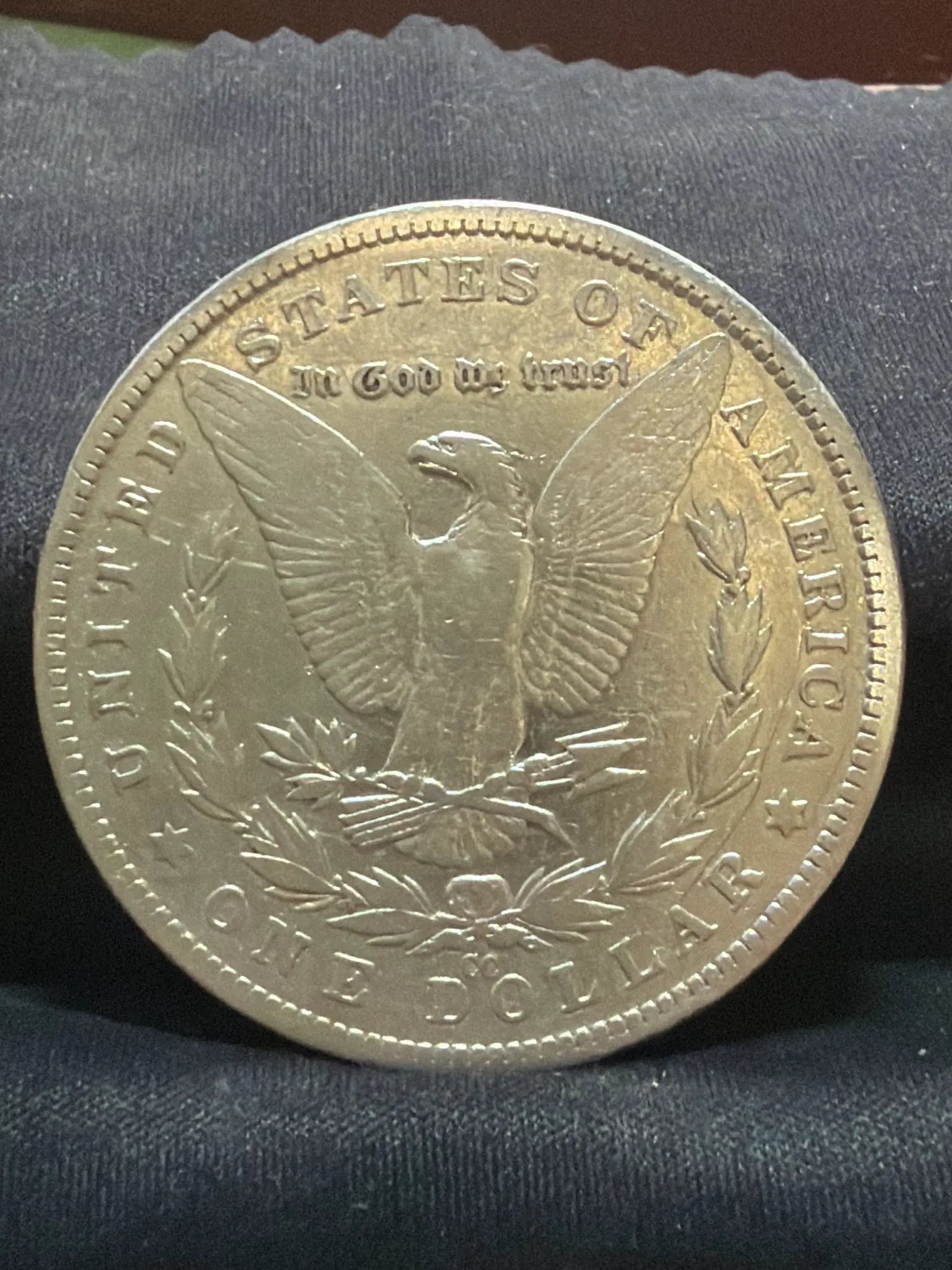 1882-CC Morgan silver dollar reverse with eagle and CC mintmark