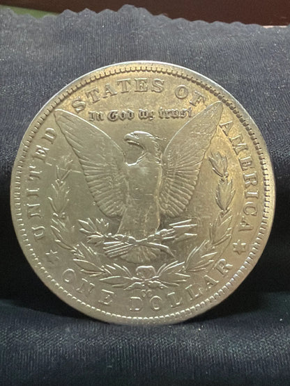 1882-CC Morgan silver dollar reverse with eagle and CC mintmark