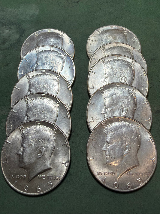 1965-1969 40% Silver Kennedy Half Dollar 5-Coin BU Set