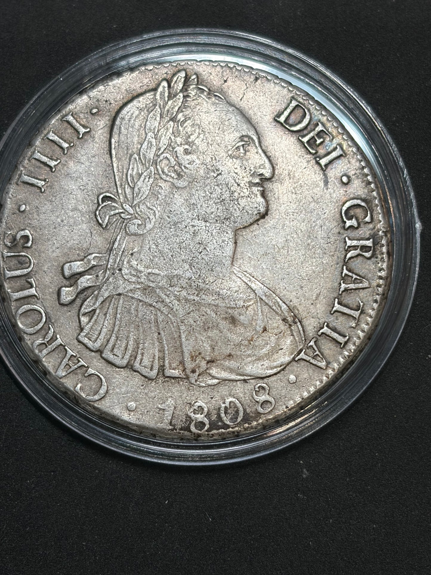 1808 Spanish Colonial 8 Reales (Carolus IIII) – About Uncirculated (AU)