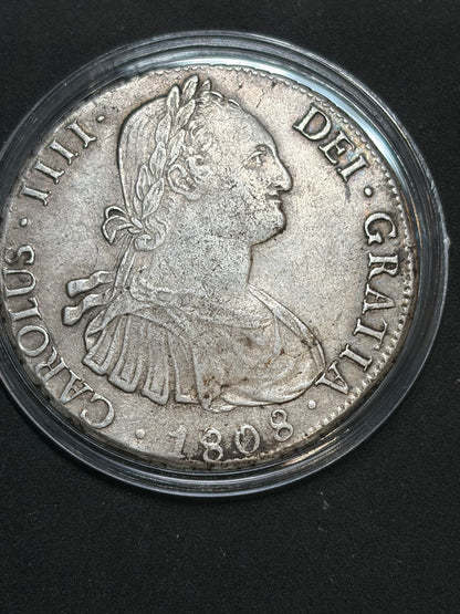 1808 Spanish Colonial 8 Reales (Carolus IIII) – About Uncirculated (AU)