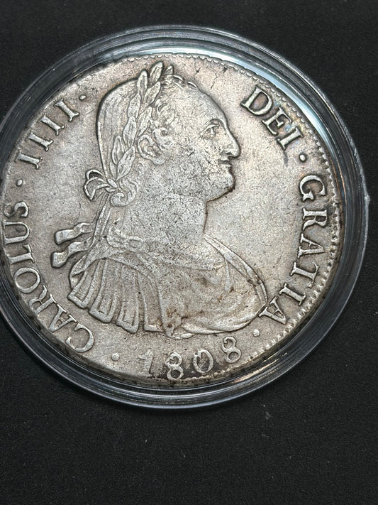 1808 Spanish Colonial 8 Reales (Carolus IIII) – About Uncirculated (AU)