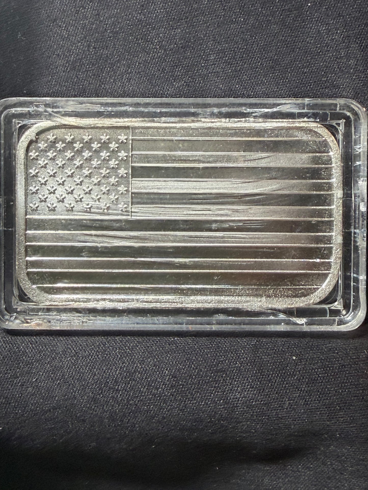 1 oz American Flag Silver Bar obverse