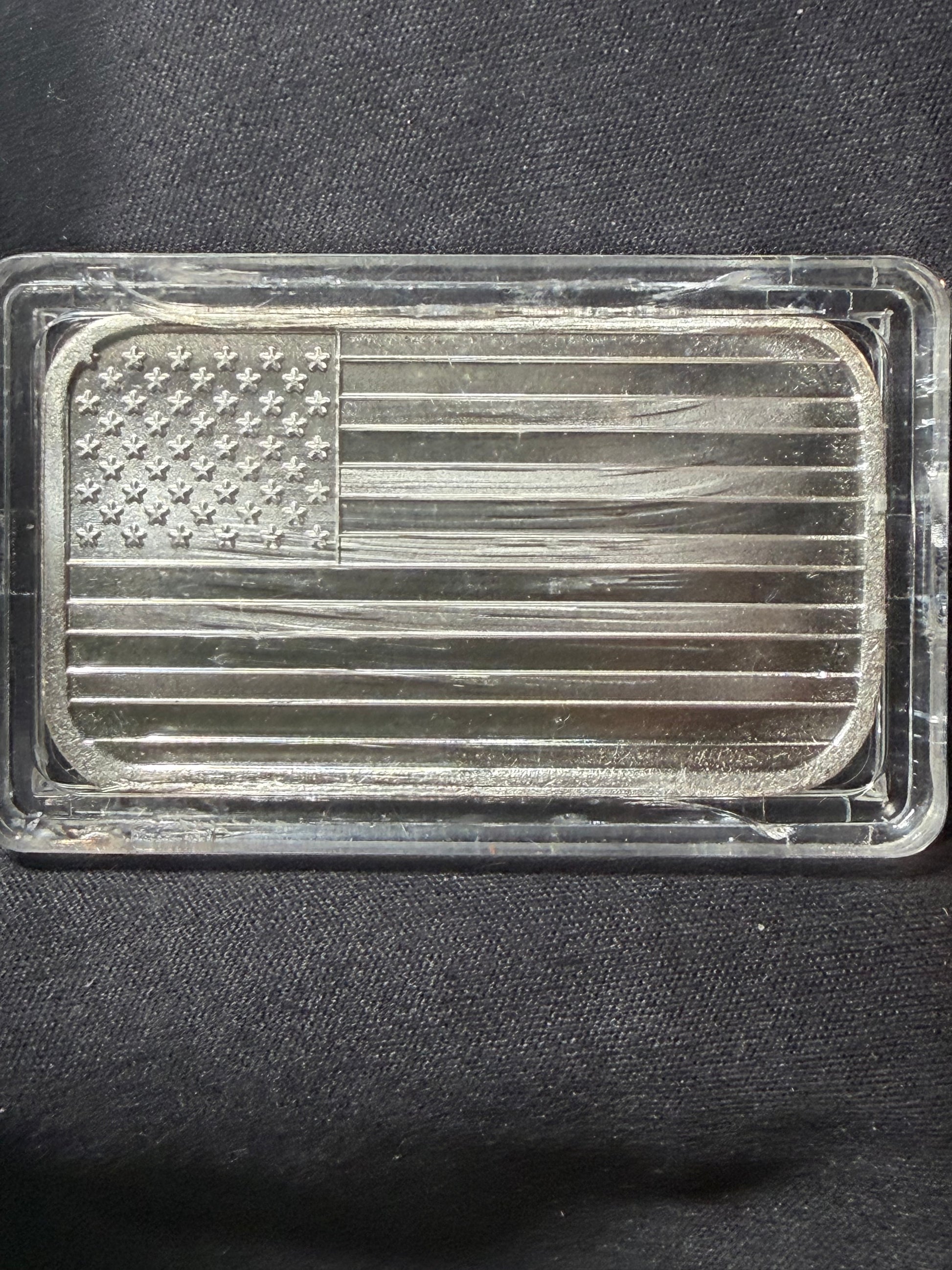 1 oz American Flag Silver Bar obverse