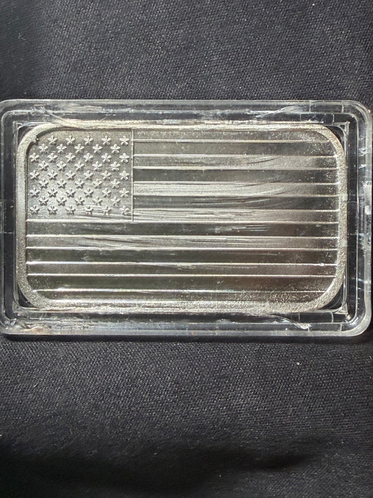 1 oz American Flag Silver Bar obverse