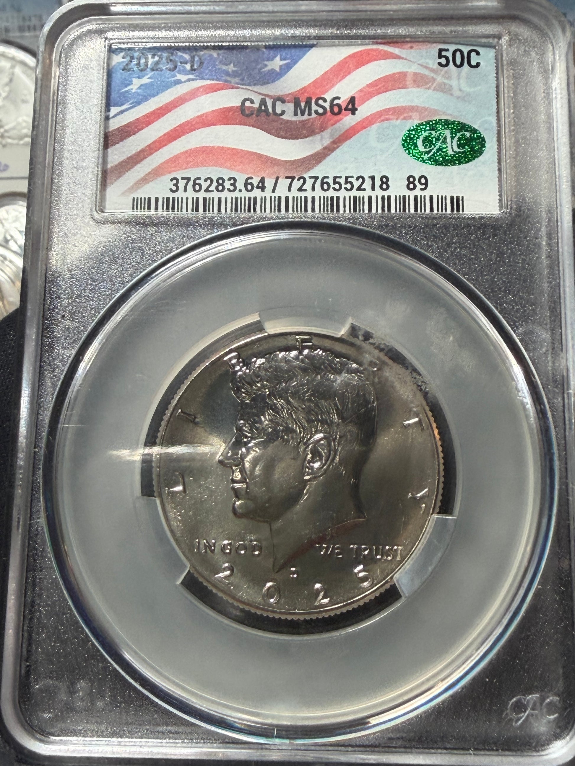 2025-D Kennedy Half Dollar CAC MS64 in slab