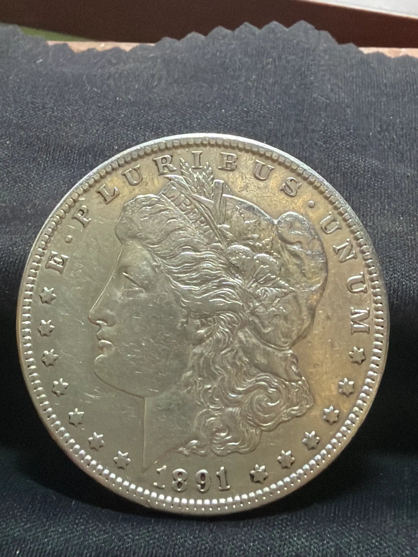 1891-CC Morgan silver dollar obverse with Liberty portrait and 1891 date