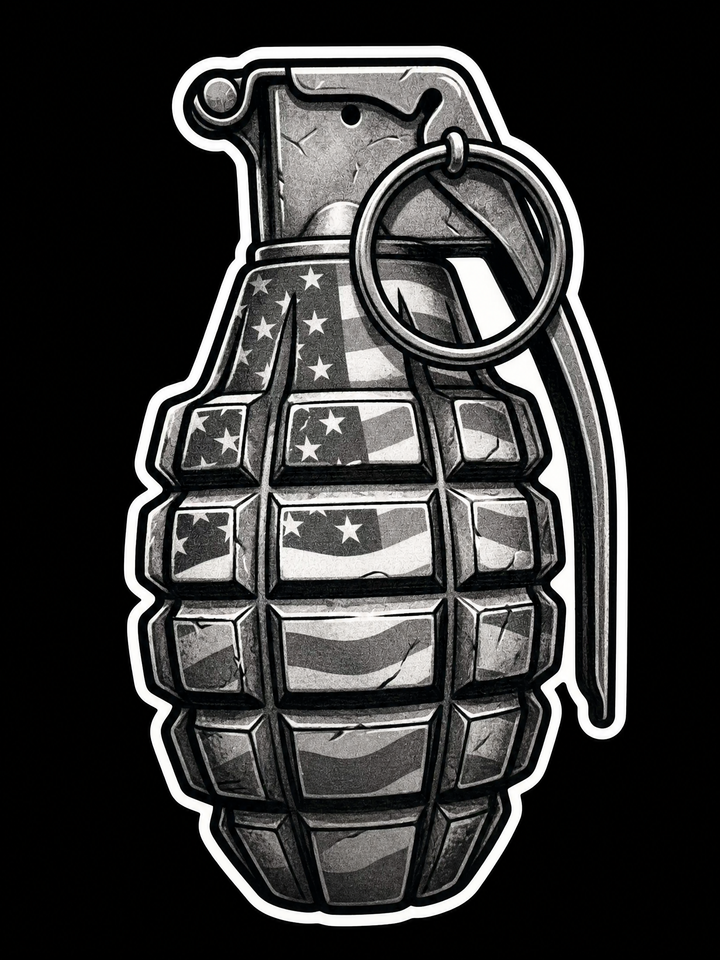 American Flag Grenade UV Decal